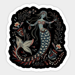 Ethno Mermaid in Old Slavic style Sticker